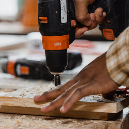 Rental EquipmentA close-up of a power drill being used.