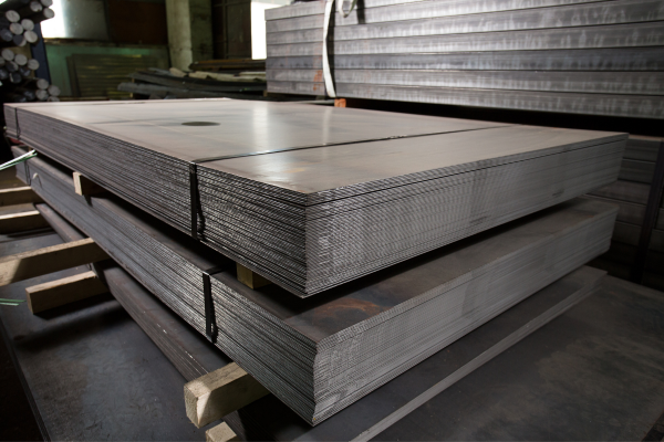 Stacked metal sheets.