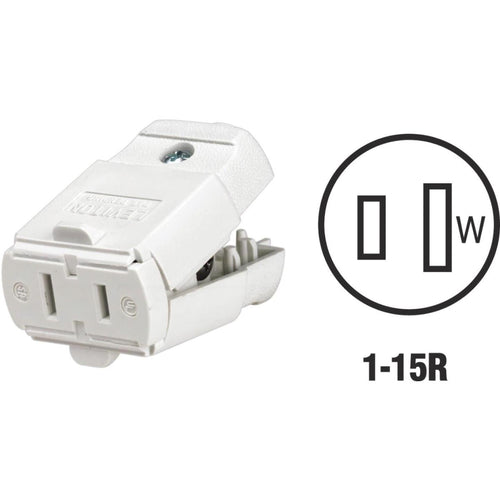 Leviton 15A 125V 2-Wire 2-Pole Hinged Cord Connector, White