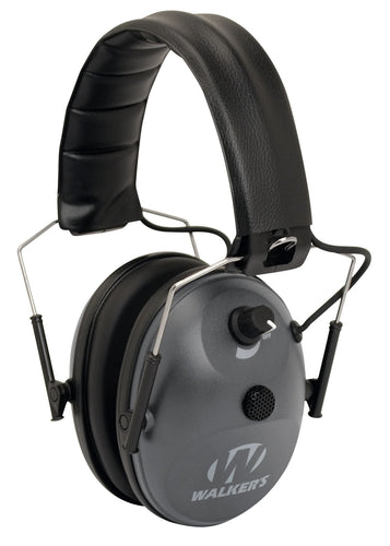 Walkers GWPWLK1MEM Low Profile Electronic Earmuff Polymer 24 dB Over the Head Gray Ear Cups w/Black Band