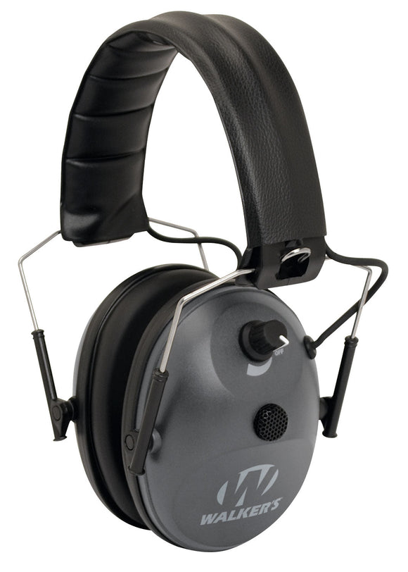 Walkers GWPWLK1MEM Low Profile Electronic Earmuff Polymer 24 dB Over the Head Gray Ear Cups w/Black Band