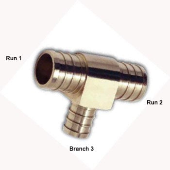 John Frey Co LF6246008080602 1/2 Pex X 1/2 Pe X 3/8 Pex Tee