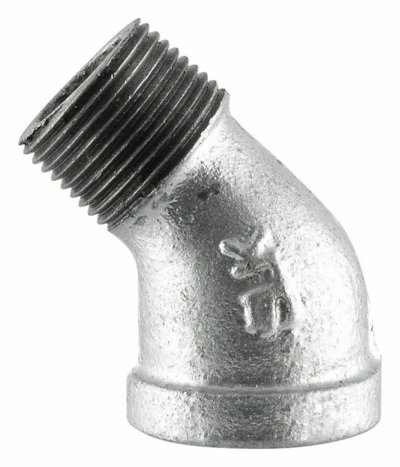 LDR Industries Galvanized 45 Degree Street Elbow 1/4″ 311 SE45-14 – Malleable Fittings